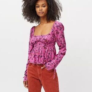 Urban Outfitters Pink Floral Blouse